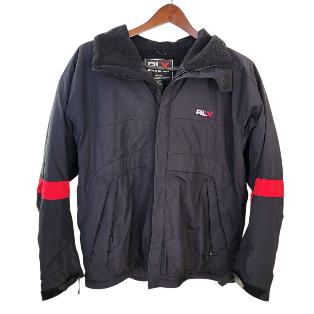 Vtg RLX Ralph Lauren Polo Sport Technical Ski Jacket Men’s Large Black Red Nylon